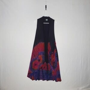 Unique Batik Overlay Vest Duster Women Tie Dye Boho Hippie Artisan Artsy